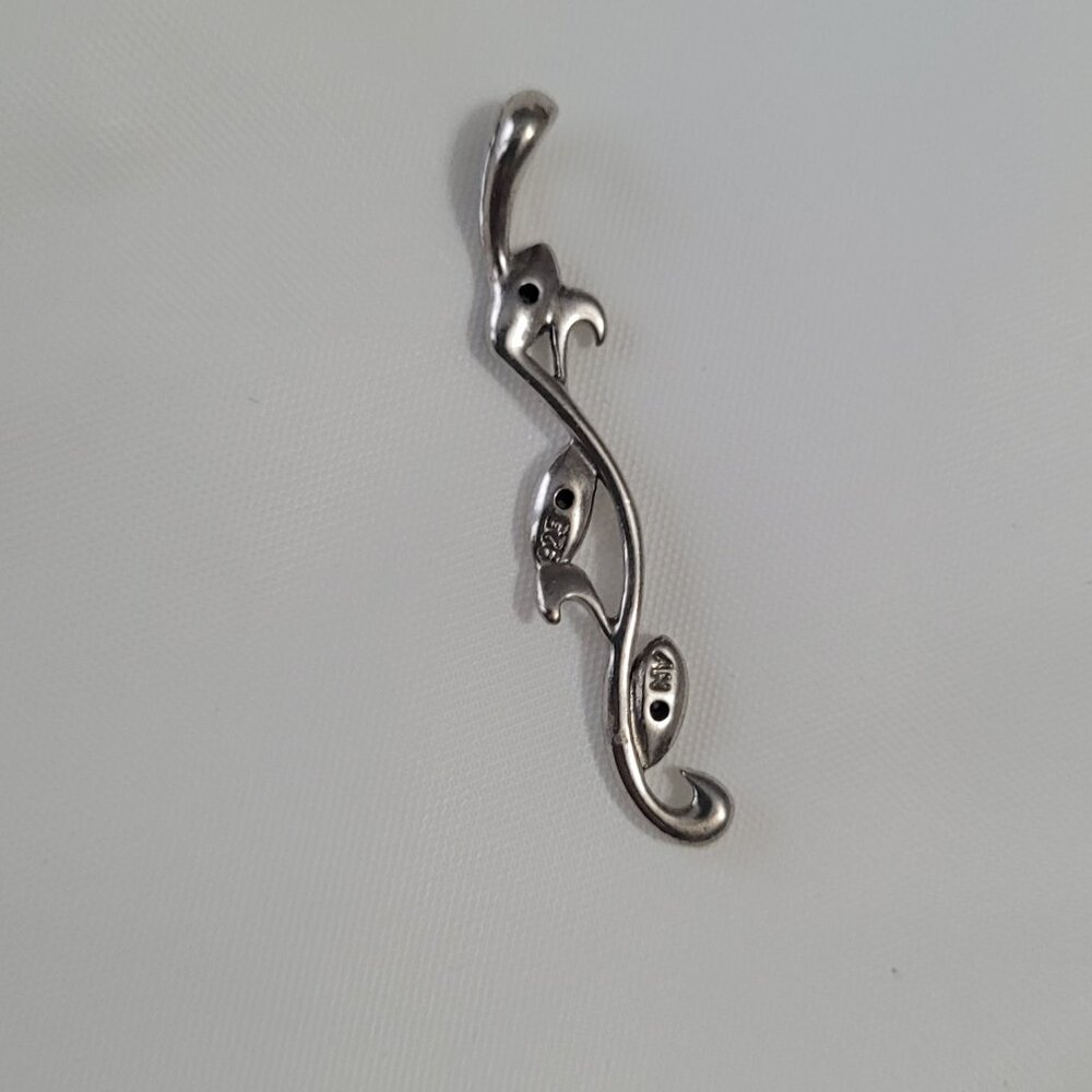 Diamond Sterling Silver Leaf Pendant - Picture 8 of 11